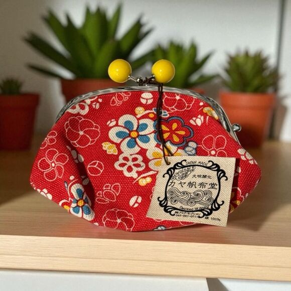 FLORAL PATTERN GAMAGUCHI CLASP PURSE - Picture 1 of 4